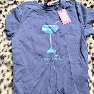 Edikted Navy Tee with Blue Cocktail Graphic